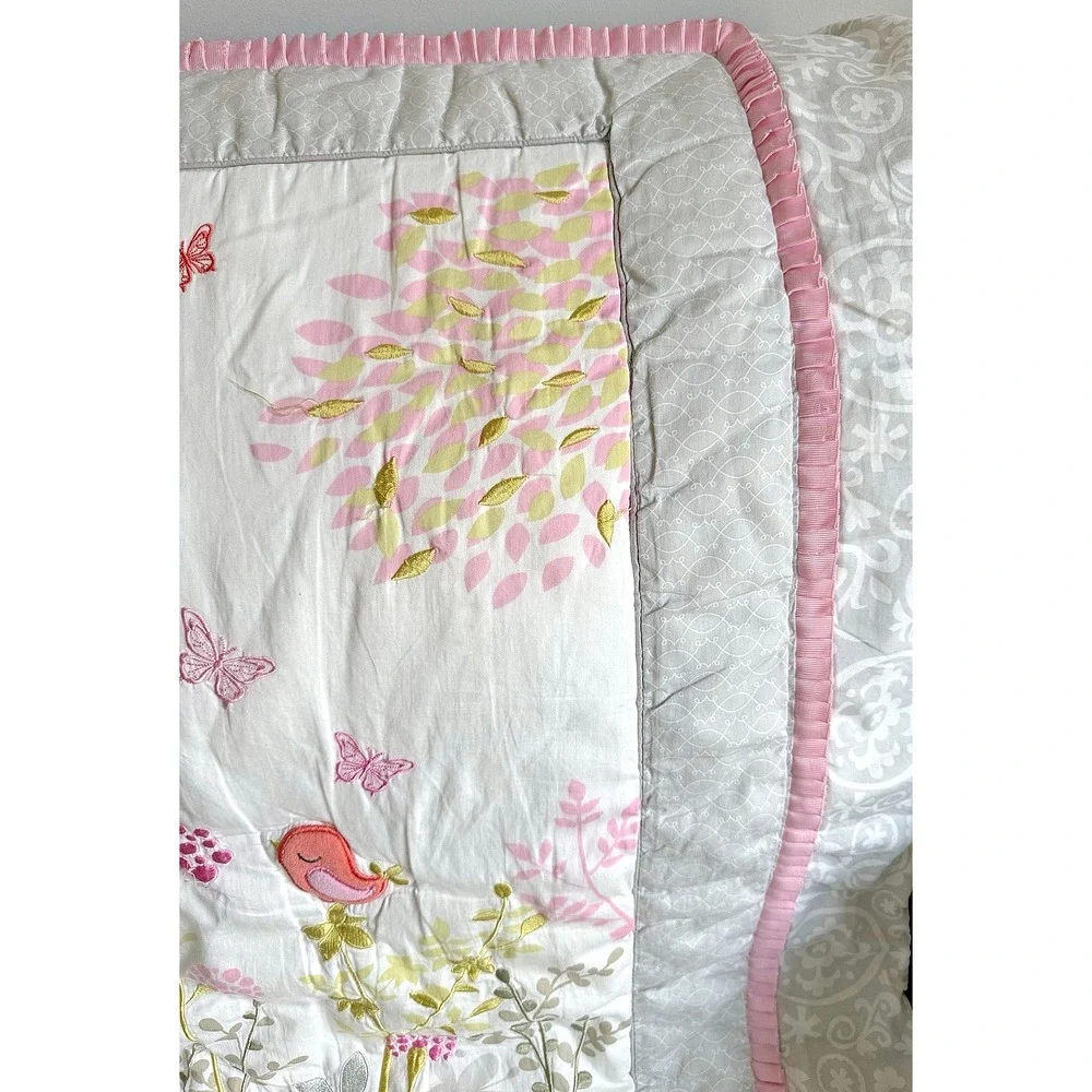 Just Born Song Bird Spring Garden Floral‎ Embroidered Baby Crib Comforter